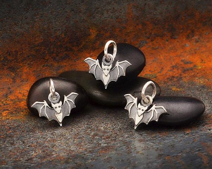 Sterling Silver Mini Bat Charm 12x12mm