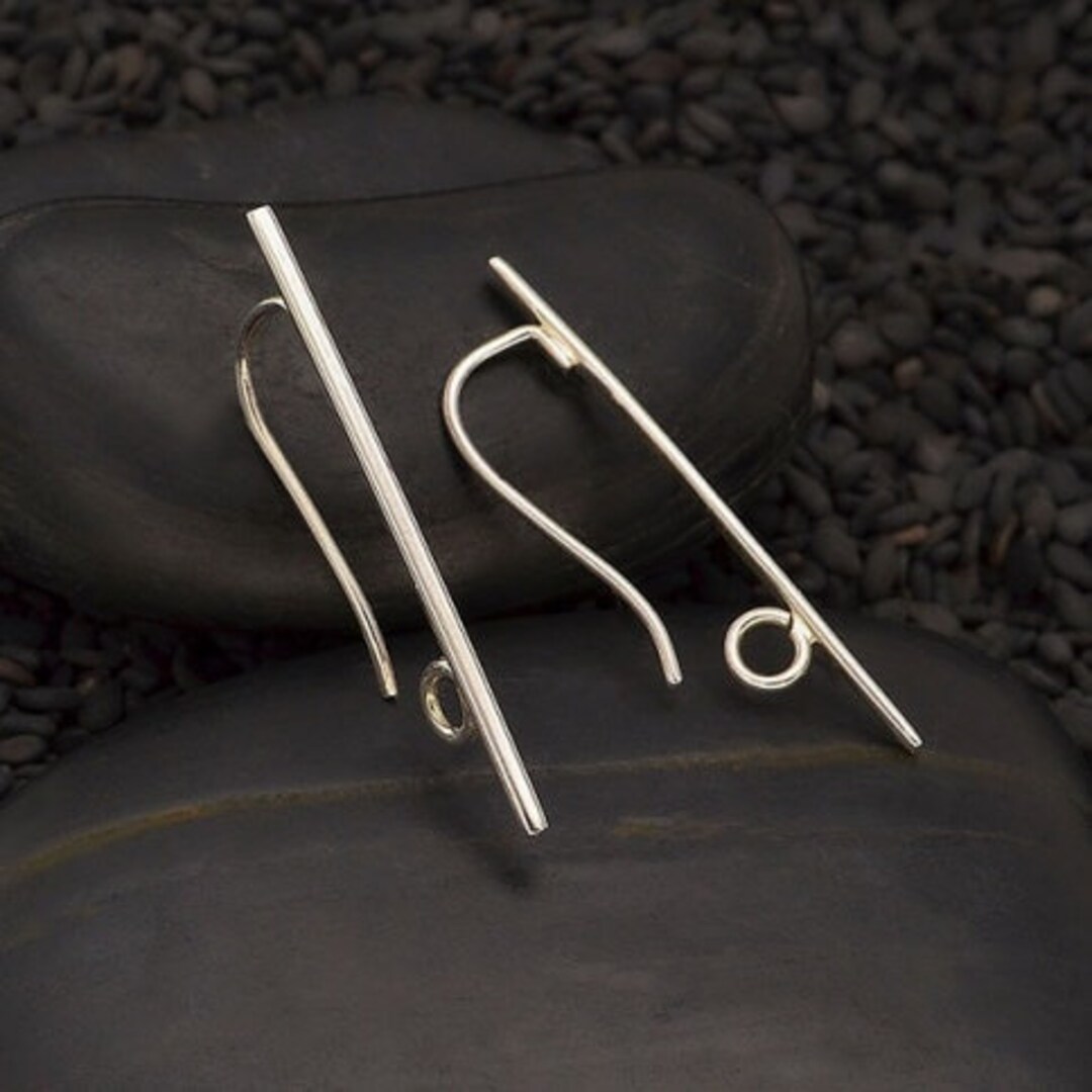 スターリングシルバー センターラインフックイヤリング 30 x 8 mm