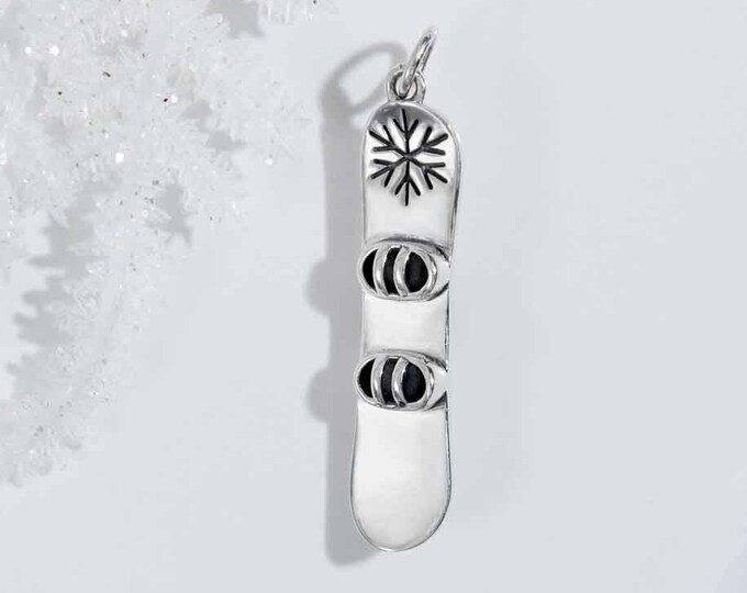 Sterling Silver Snowboard Pendant 34x7mm