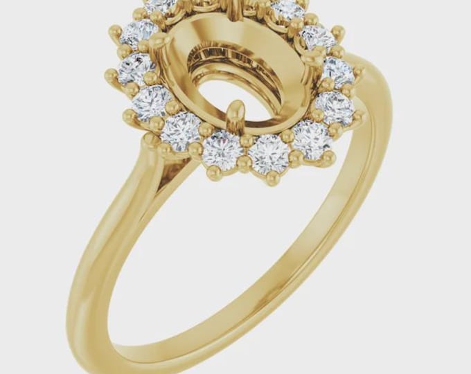 3/8 CTW Natural Diamond  Oval Semi-Set Ring, available in 14k Yellow or White Gold