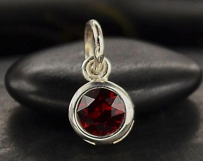 Sterling Silver Crystal Birthstone Charm - January 11x5mm