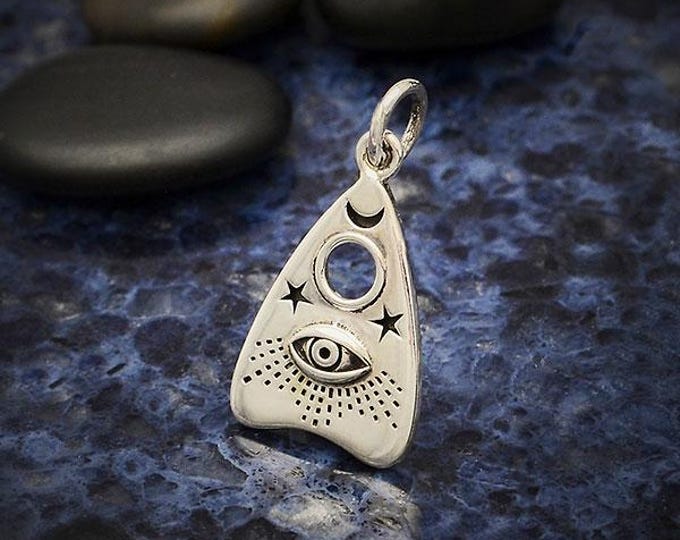 Silver Ouija Planchette Charm with All Seeing Eye 20x11mm