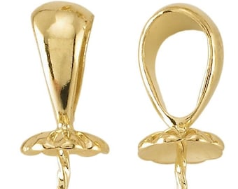 14k yellow or white gold pendant mounting with pearl peg
