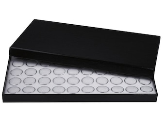 Black Paper-Covered Full-Size Gem Tray with Lid with 50 jars