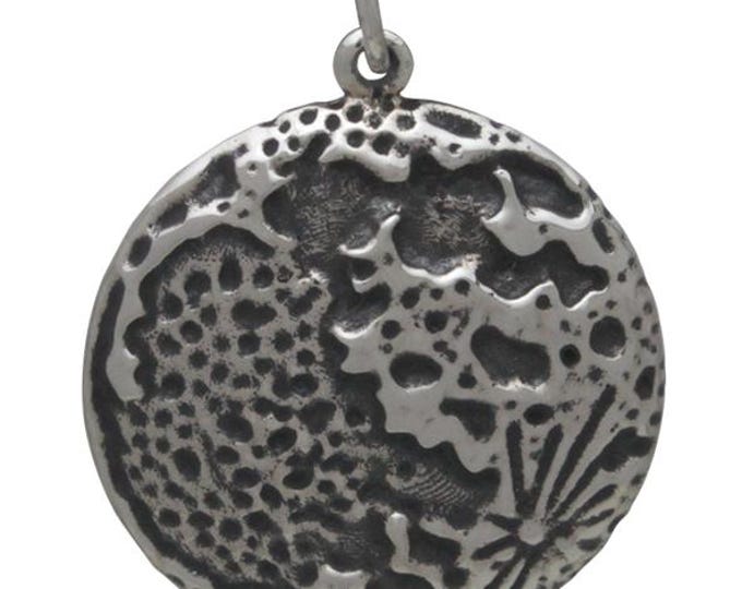 Sterling Silver Full Moon Pendant 26x20mm