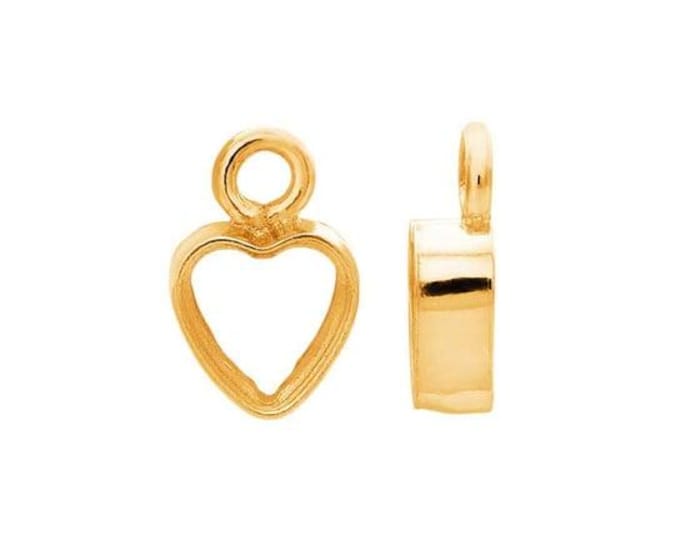 14/20 Yellow Gold-Filled Heart Bezel Charm Mounting in 3mm and 4mm
