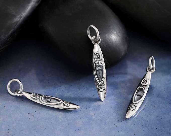 Sterling Silver Small Kayak Charm 23x4mm