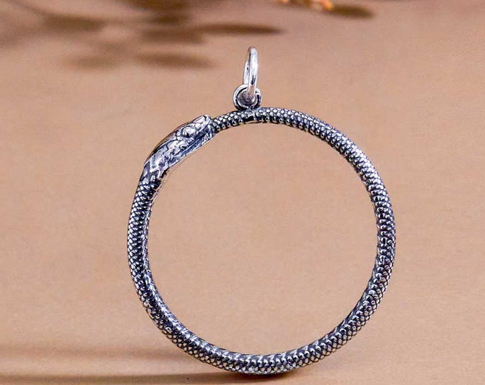 Sterling Silver Large Ouroboros Pendant 31x25mm