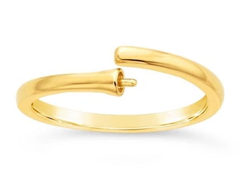 14K Yellow Gold Bypass Pearl Ring Mounting, 3 sizes available
