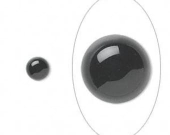 Cabochon, black onyx , 6mm round, sold in pairs