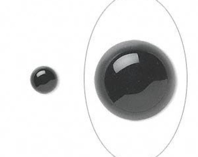 Cabochon, black onyx , 6mm round, sold in pairs