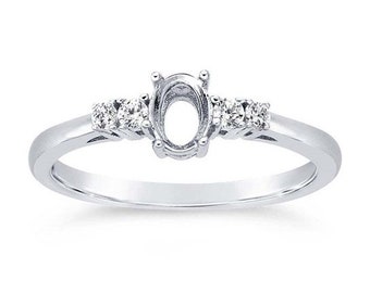 Sterling Silver Oval Semi-Mount Engagement Ring Mounting, 3 setting sizes availabe