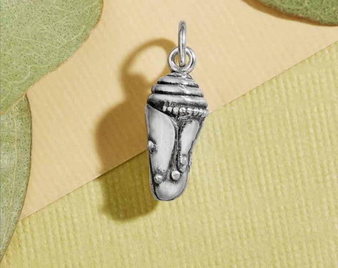 Sterling Silver Chrysalis Charm 18x6mm