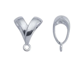 Sterling silver v-shape pendant bail with ring