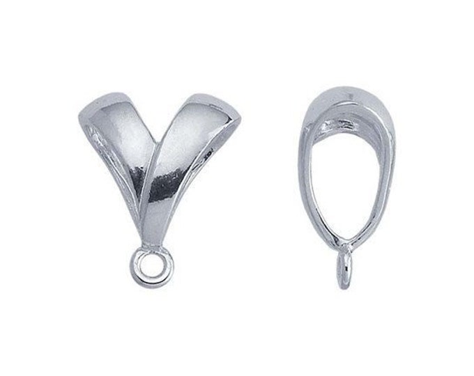 Sterling silver v-shape pendant bail with ring