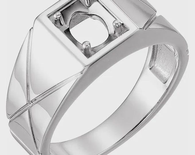 Sterling Silver 8x6 mm Oval Ring Mounting, Men's Ring