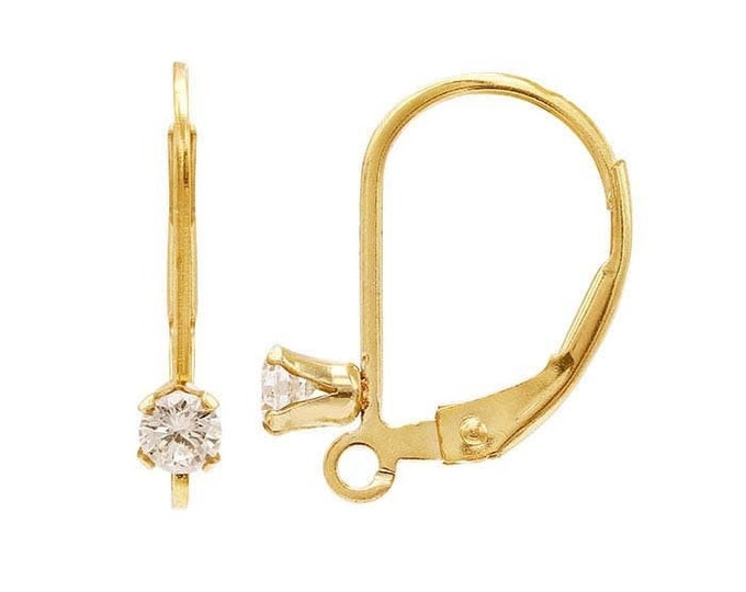 14k gold-filled cz-set lever-back ear wire with open ring - sold in pair