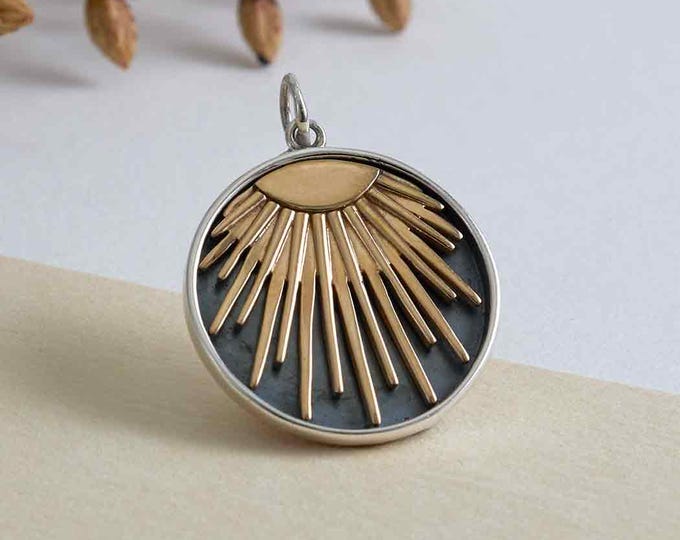 Mixed Metal Sunray Pendant 25x20mm