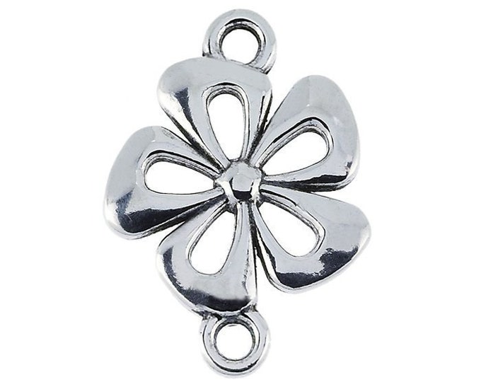 Sterling silver flower link component,