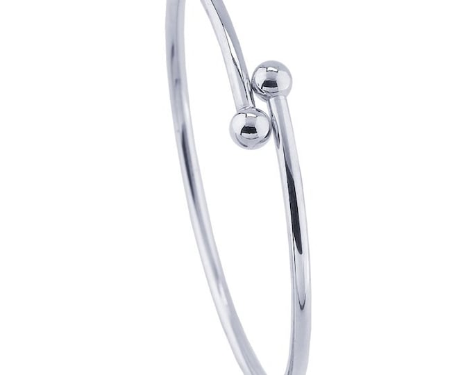 Sterling Silver 3mm Cuff Bracelet with Threaded Ball Ends