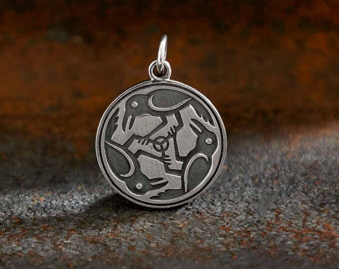 Sterling Silver Three Ravens Charm 22x16mm