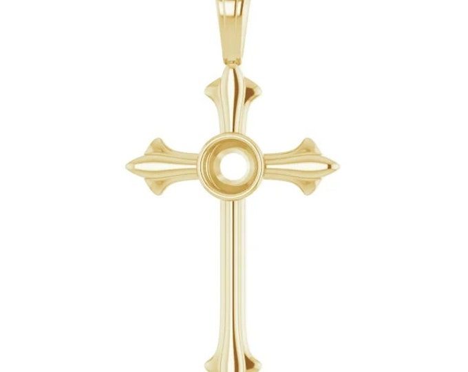 Cross Pendant Mounting for 3mm gemstone, available in Sterling Siler, or 14k Gold