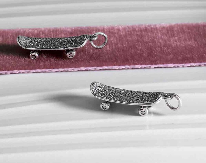 Sterling Silver Skateboard Charm 25x7mm