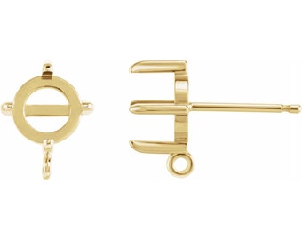 Round 4-Prong Claw Cabochon Earring Top available from 3 to 6mm in Sterling Silver and 14k gold   - sold in pairs
