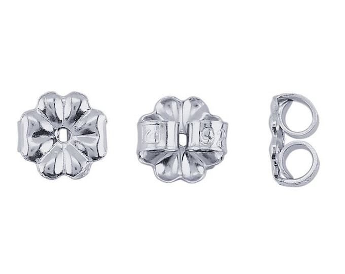 5.5mm medium-weight friction ear nuts, Sterling silver, Gold Filled, 14k Yelow gold, or 14k White Gold.