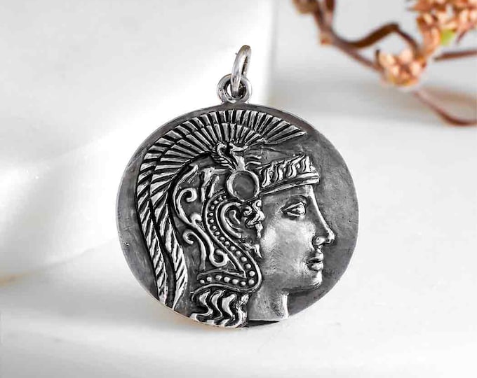Sterling Silver Goddess Athena Coin Pendant