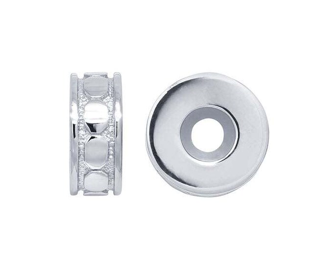 Sterling Silver 9 x 4mm Roundel "Smart" Circles Bead with Silicone Insert