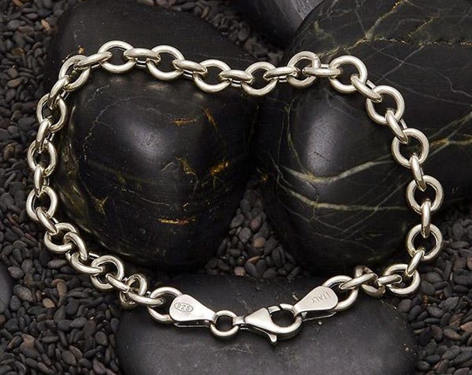 Sterling Silver 7.5 inch Charm Bracelet - Hollow Links
