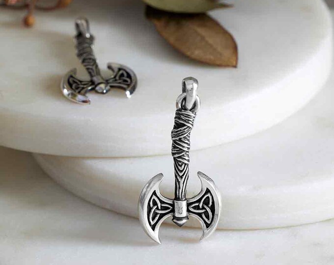 Sterling Silver Viking Axe Pendant 39x18mm