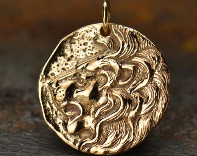 Ancient Coin Jewelry Charm - Lion - Bronze 24x20mm