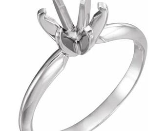 Solid Gold Round Pre-Notched 6-Prong Solitaire Ring Mounting, in 10k or 14k  Gold, custom sizes available
