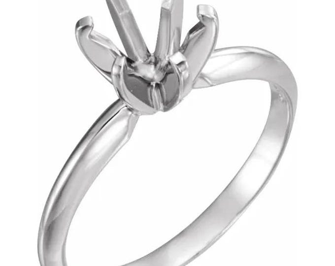 Solid Gold Round Pre-Notched 6-Prong Solitaire Ring Mounting, in 10k or 14k  Gold, custom sizes available