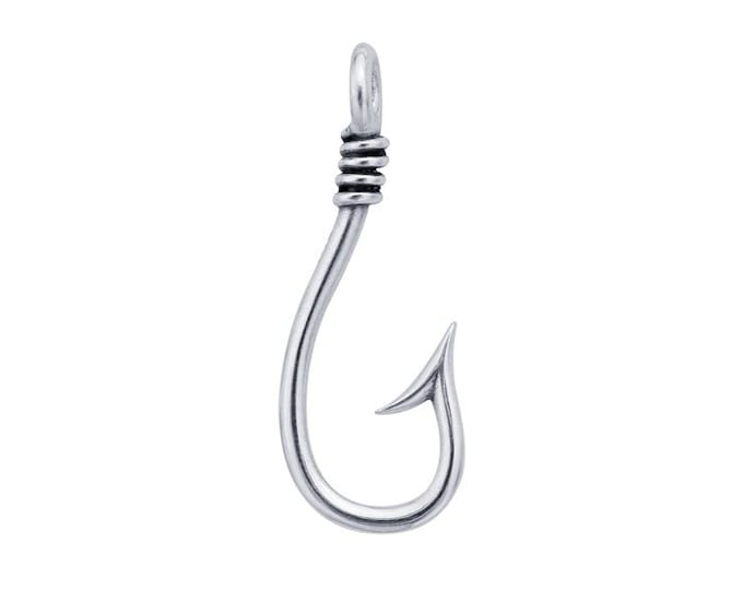 Sterling Silver Fish Hook Component Pendant Large