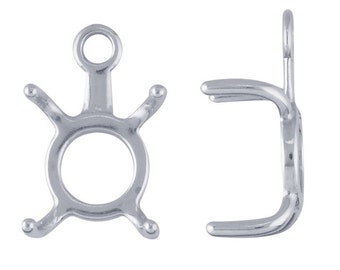 Sterling Silver  Freeform Pendant Component Mounting, 4-Prong
