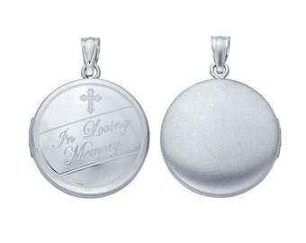 Sterling Silver Round "In Loving Memory" Locket Pendant