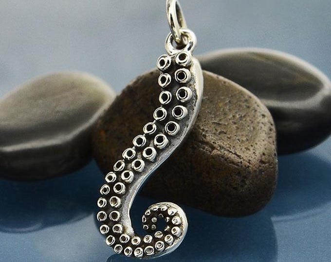 Sterling Silver Octopus Tentacle Charm 25x8mm