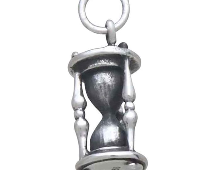 Sterling Silver 3D Hourglass Charm 21x8mm