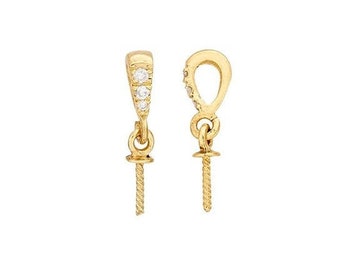 14k yellow gold diamond-set pearl pendant mounting