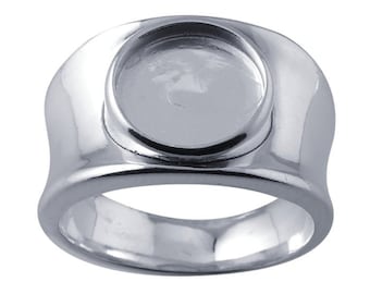 Sterling silver concave band with 10mm round ring mounting