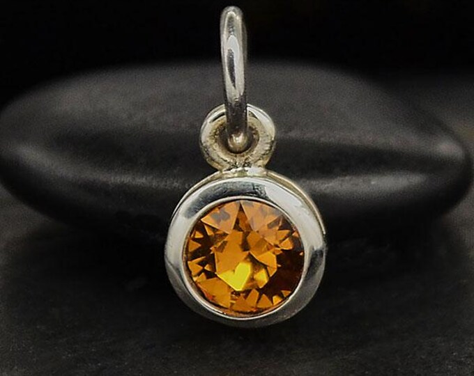 Sterling Silver Crystal Birthstone Charm -November 11x5mm