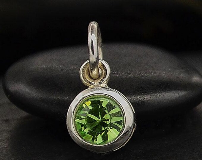 Sterling Silver Crystal Birthstone Charm - August 11x5mm