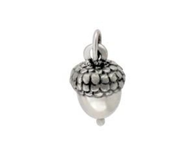 Sterling Silver Acorn Charm 15x7mm