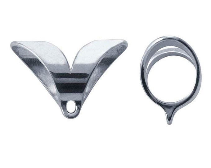 Sterling Silver V-Shaped Slide Pendant Bail with Ring