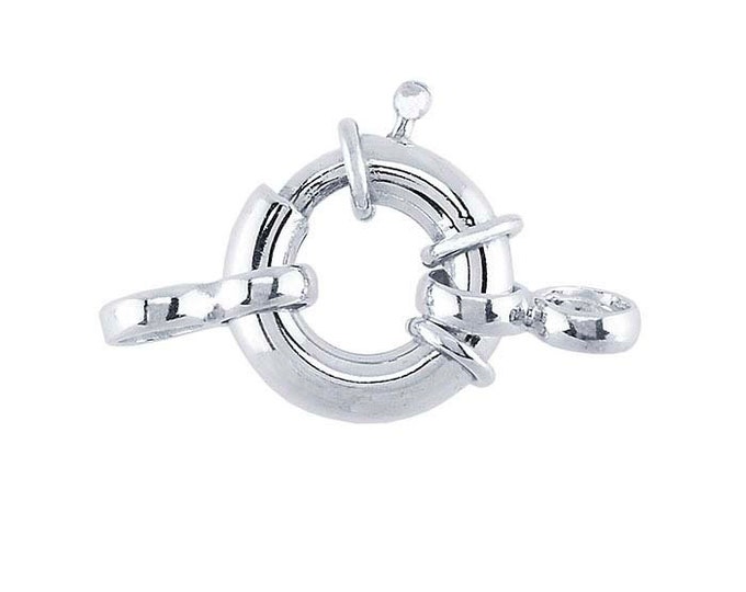 Large Sterling Silver or 14k Gold Spring Ring Clasp with Attach Rings, choose your size