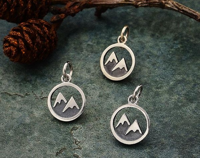 Sterling Silver Snow Capped Mountain Charm 16x10mm