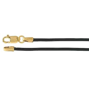 ブラックレザー 1.5 mm/2 mm コードネックレス、14/20 イエローゴールドフィルド留め金付き、16、18、または 20 インチ